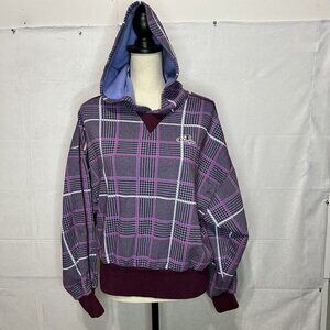 Champion Plaid Purple Classic Fleece Lined Pullover Hoodie Size S